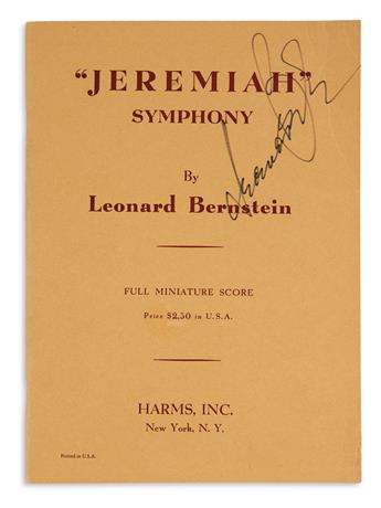 LEONARD BERNSTEIN. Group of 10 items Signed, or Signed and Inscribed, including 4 photographs, two printed scores, three...